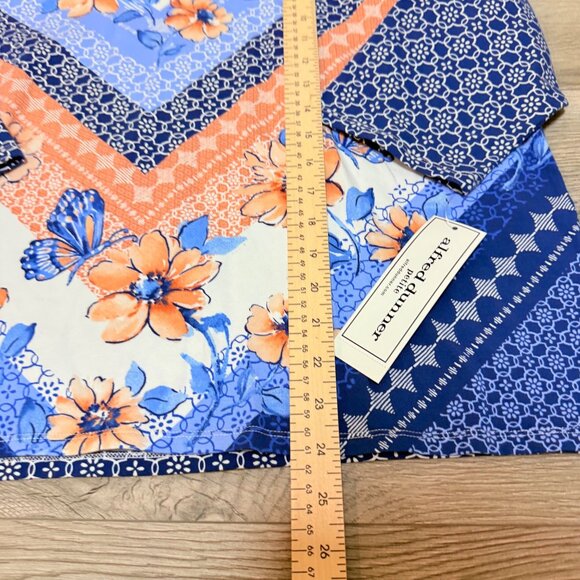 Alfred Dunner Womens Top Size PXL Fresh Start Chevron Floral Split Neck Summer - Picture 9 of 13